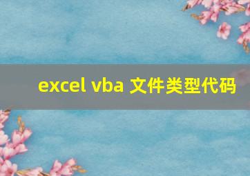 excel vba 文件类型代码